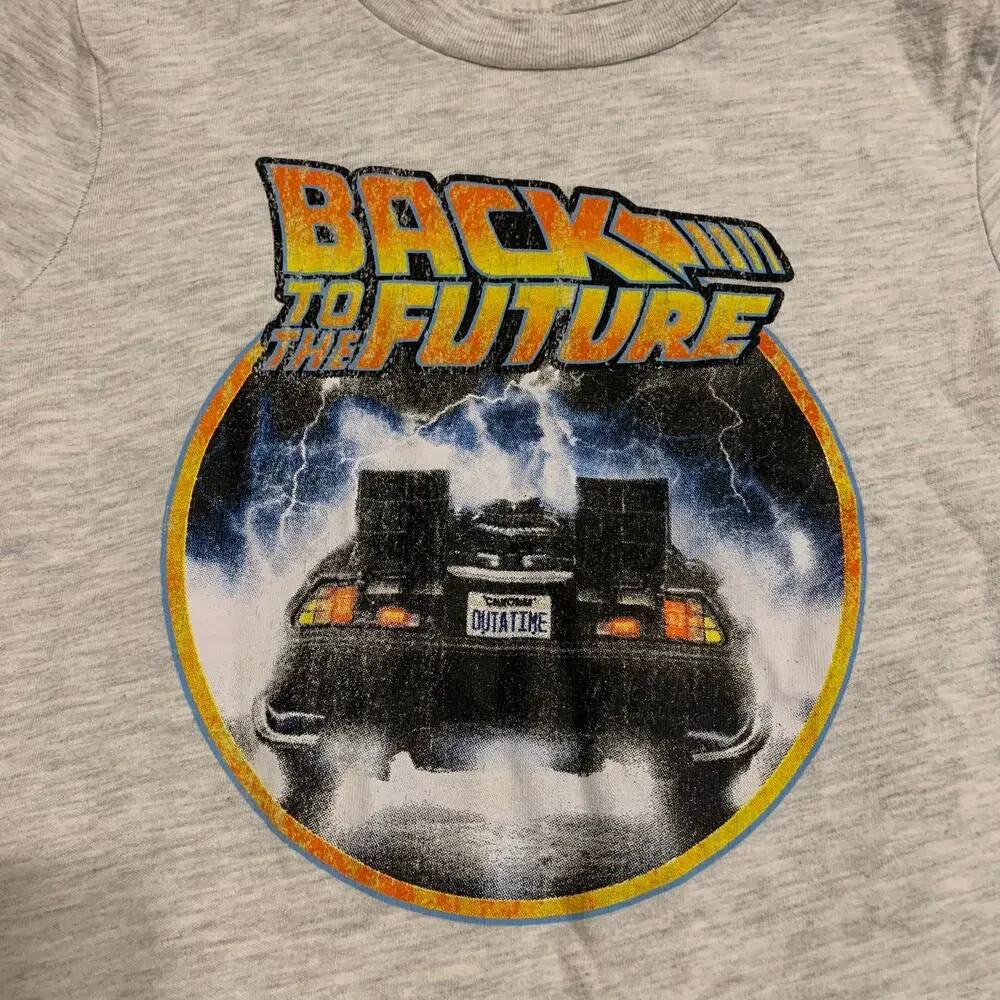 GAP Kids Back to the Future T-Shirt Light Gray Small (6-7)